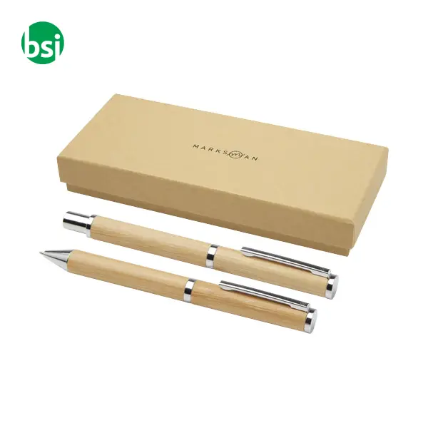 Apolys bamboo ballpoint and rollerball pen gift set  - 107833 -  1