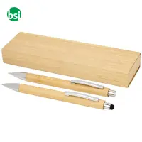 Oblys bamboo ballpoint pen and mechanical pencil set
