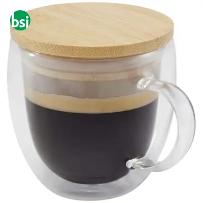 Lenora 250 ml glass cup with bamboo lid