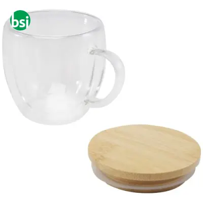 Lenora 250 ml glass cup with bamboo lid - Immagine 5