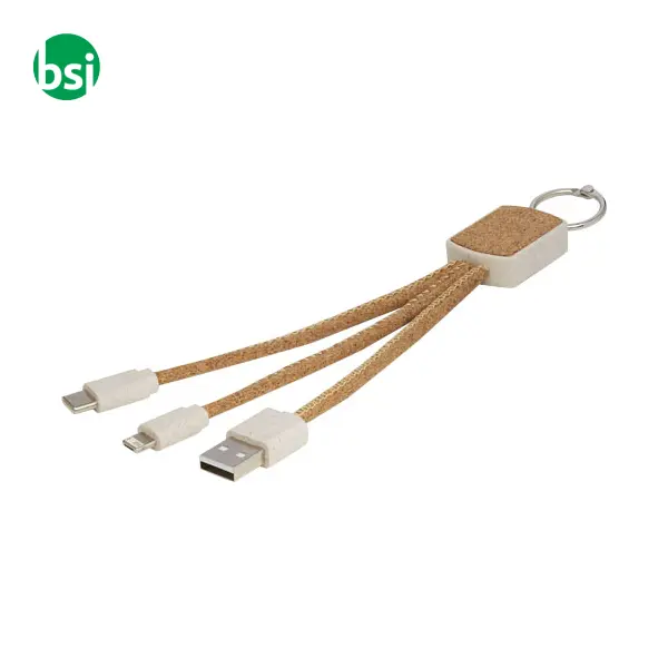 Bates wheat straw and cork 3-in-1 charging cable  - 124294 -  1