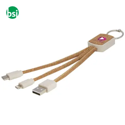 Bates wheat straw and cork 3-in-1 charging cable  - 124294 - Immagine 2