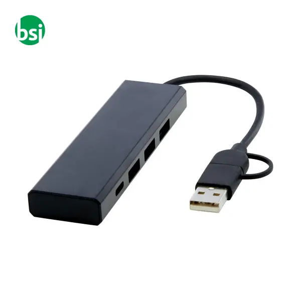 Rise RCS recycled aluminium USB 2.0 hub -  1
