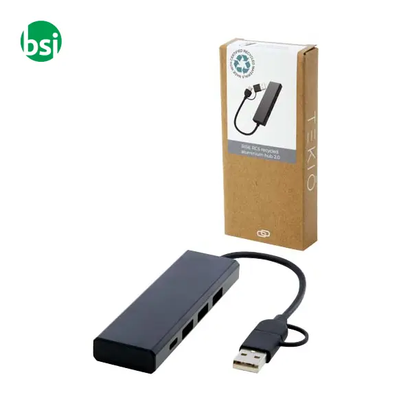 Rise RCS recycled aluminium USB 2.0 hub -  7