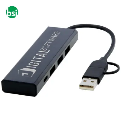 Rise RCS recycled aluminium USB 2.0 hub - Immagine 2