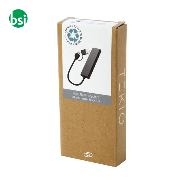 Rise RCS recycled aluminium USB 2.0 hub -  3