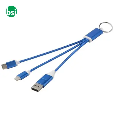 Metal 4-in-1 recycled aluminium charging cable with keychain - Immagine 8