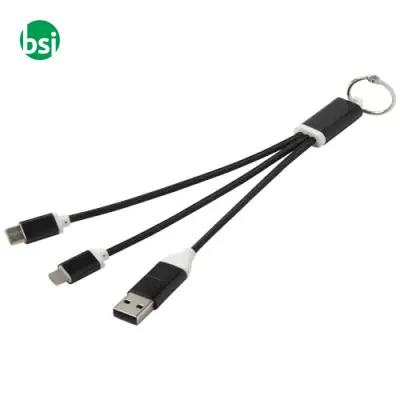 Metal 4-in-1 recycled aluminium charging cable with keychain - Immagine 10