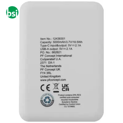 Asama 5000 mAh Type-C recycled plastic power bank - Immagine 5