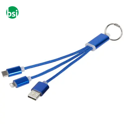 Metal 3-in-1 charging cable with keychain - Immagine 7