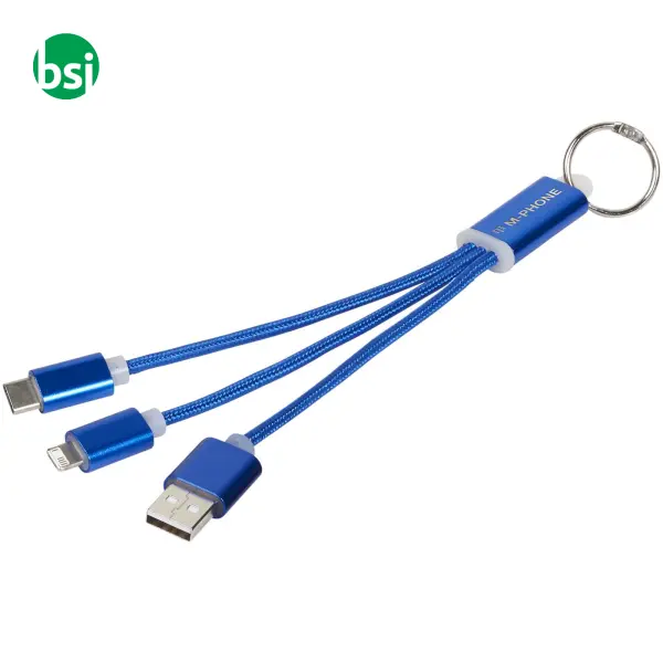 Metal 3-in-1 charging cable with keychain -  3