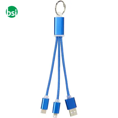 Metal 3-in-1 charging cable with keychain - Immagine 4