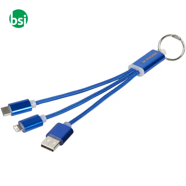 Metal 3-in-1 charging cable with keychain -  2