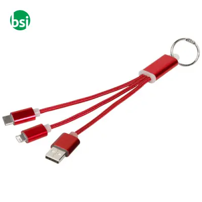 Metal 3-in-1 charging cable with keychain - Immagine 8