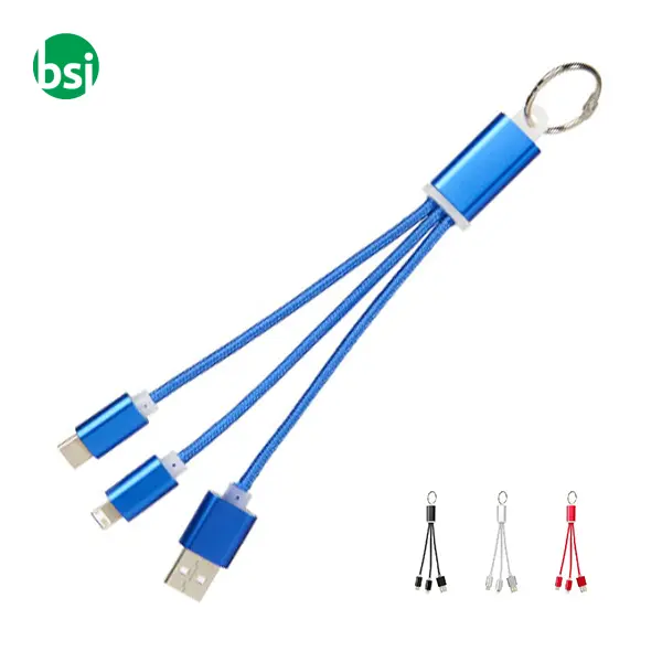 Metal 3-in-1 charging cable with keychain -  1