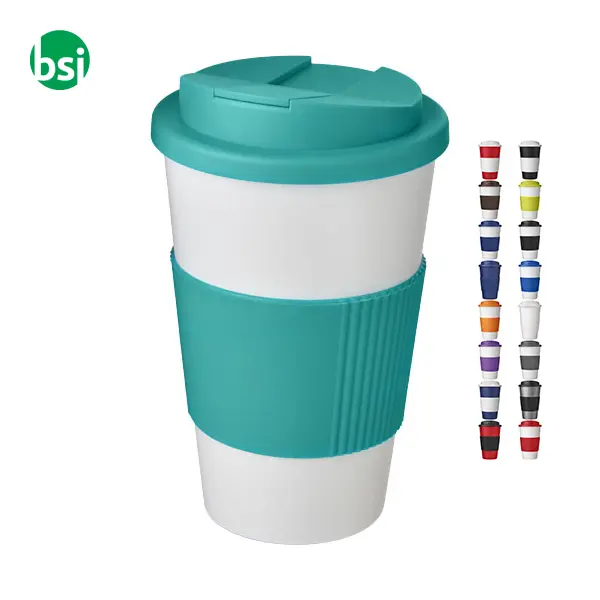 Americano 350ml tumbler with grip & spill-proof lid  - 210696 -  1
