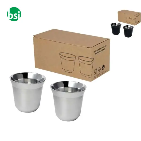 Duo 80 ml RCS certified stainless steel espresso cup set -  1