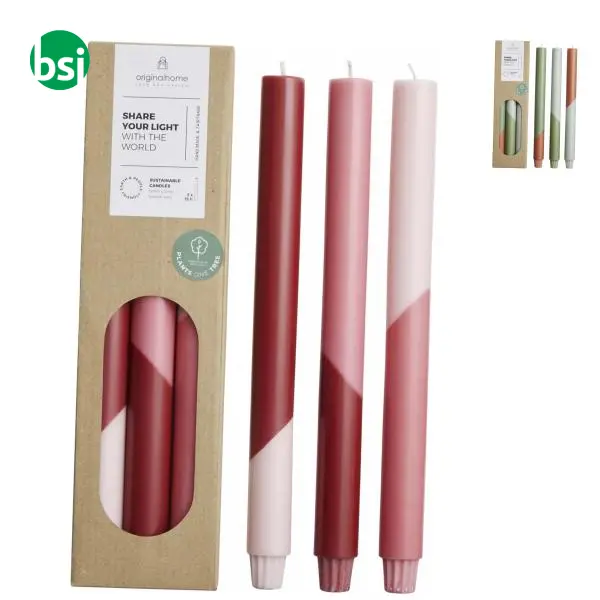 Set of 3 Originalhome Eden candles with colour design -  1
