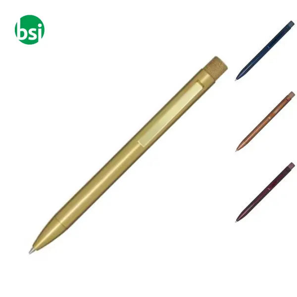 Beatriz recycled brass ballpoint pen blue ink -  1