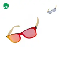 Tan sunglasses with bamboo temples